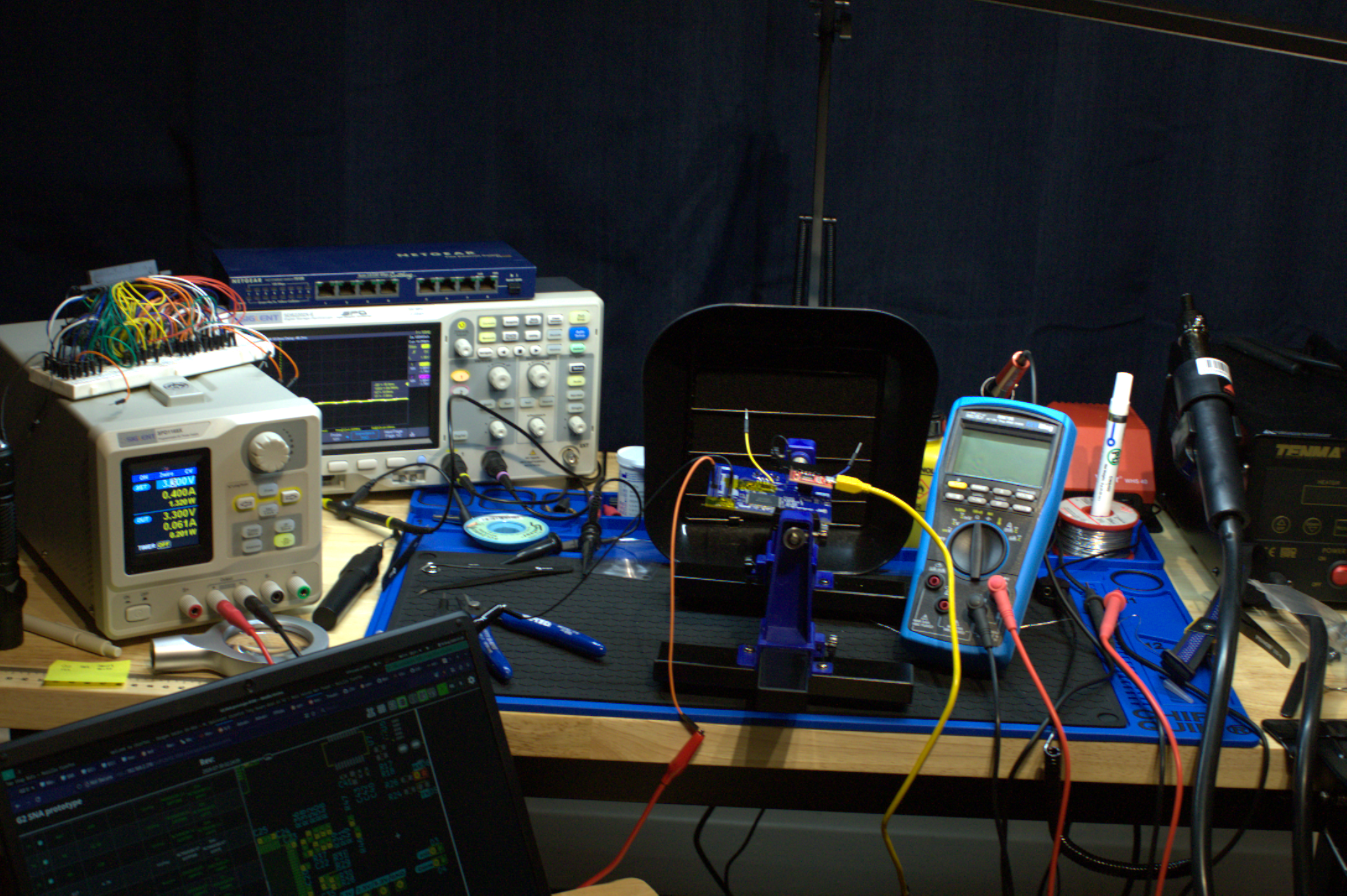 Workbench mess after board bringup.