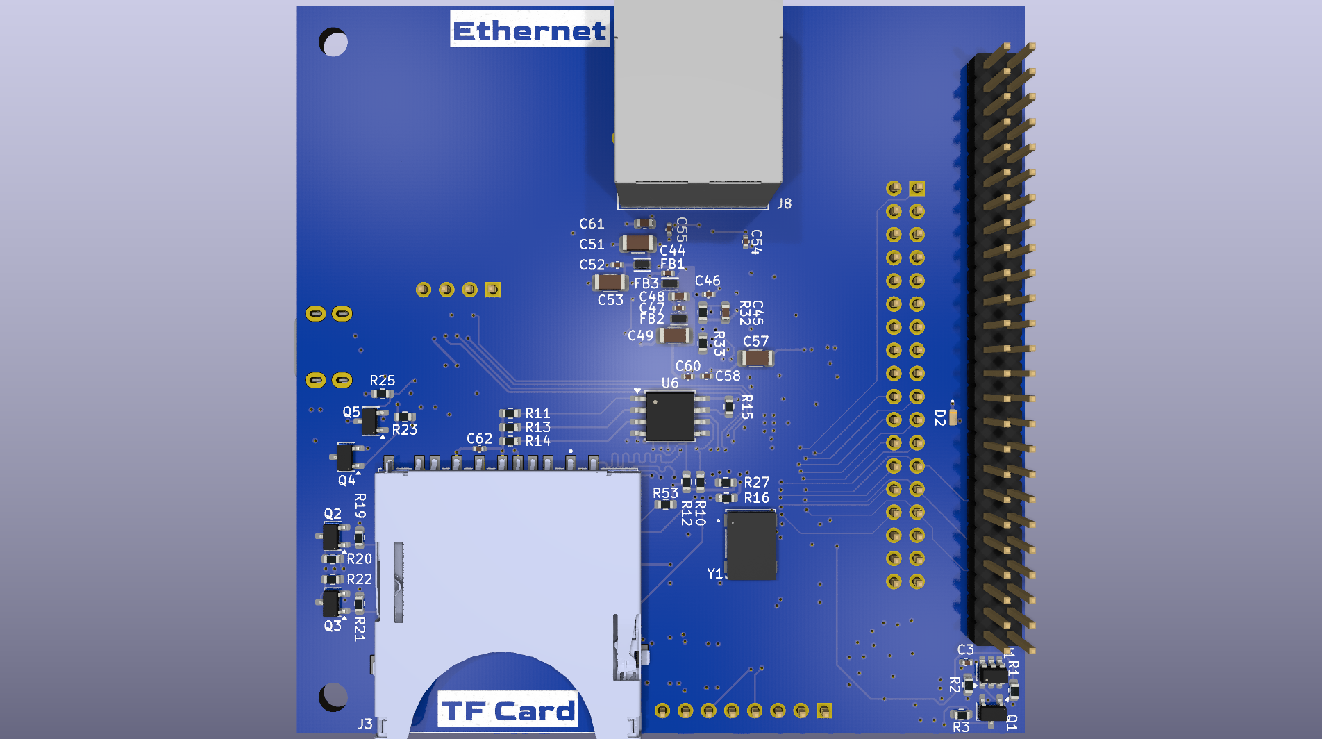 3D render of the bottom of the board.