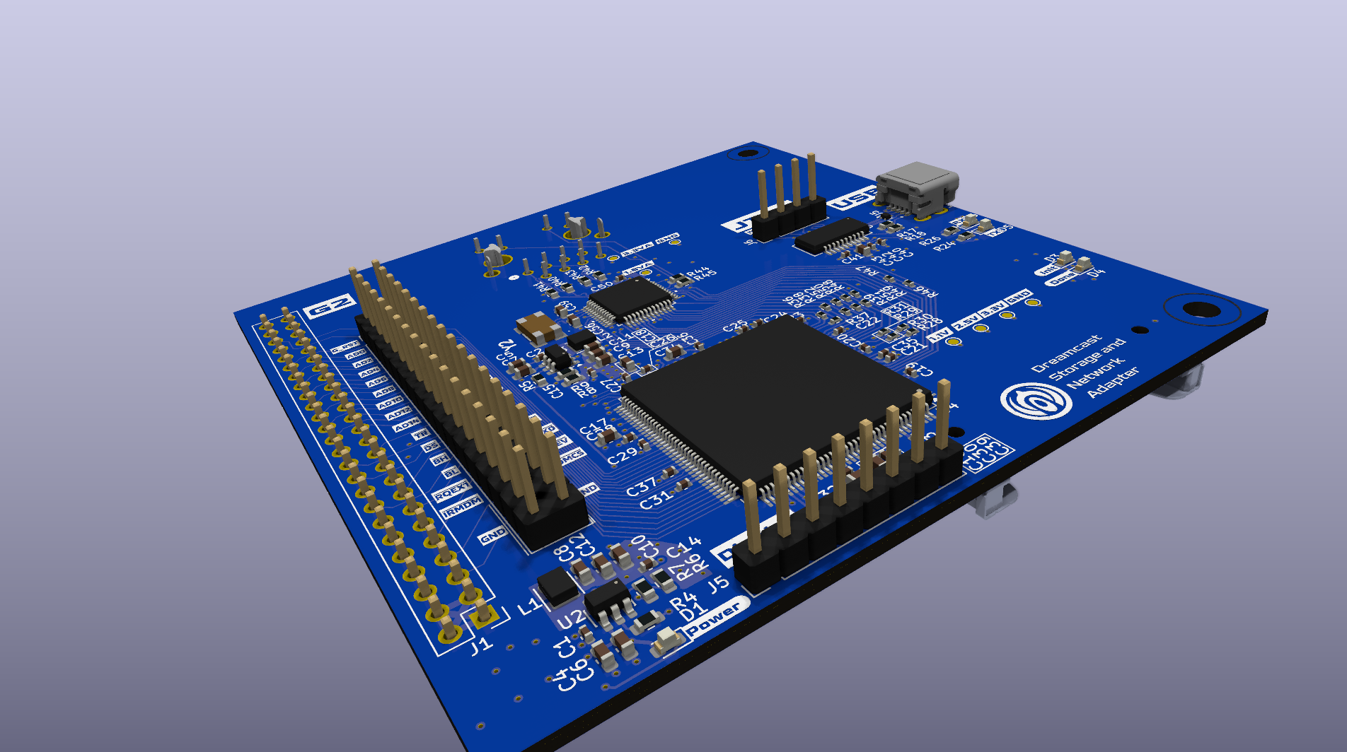 Angled 3D render of the top of the board.