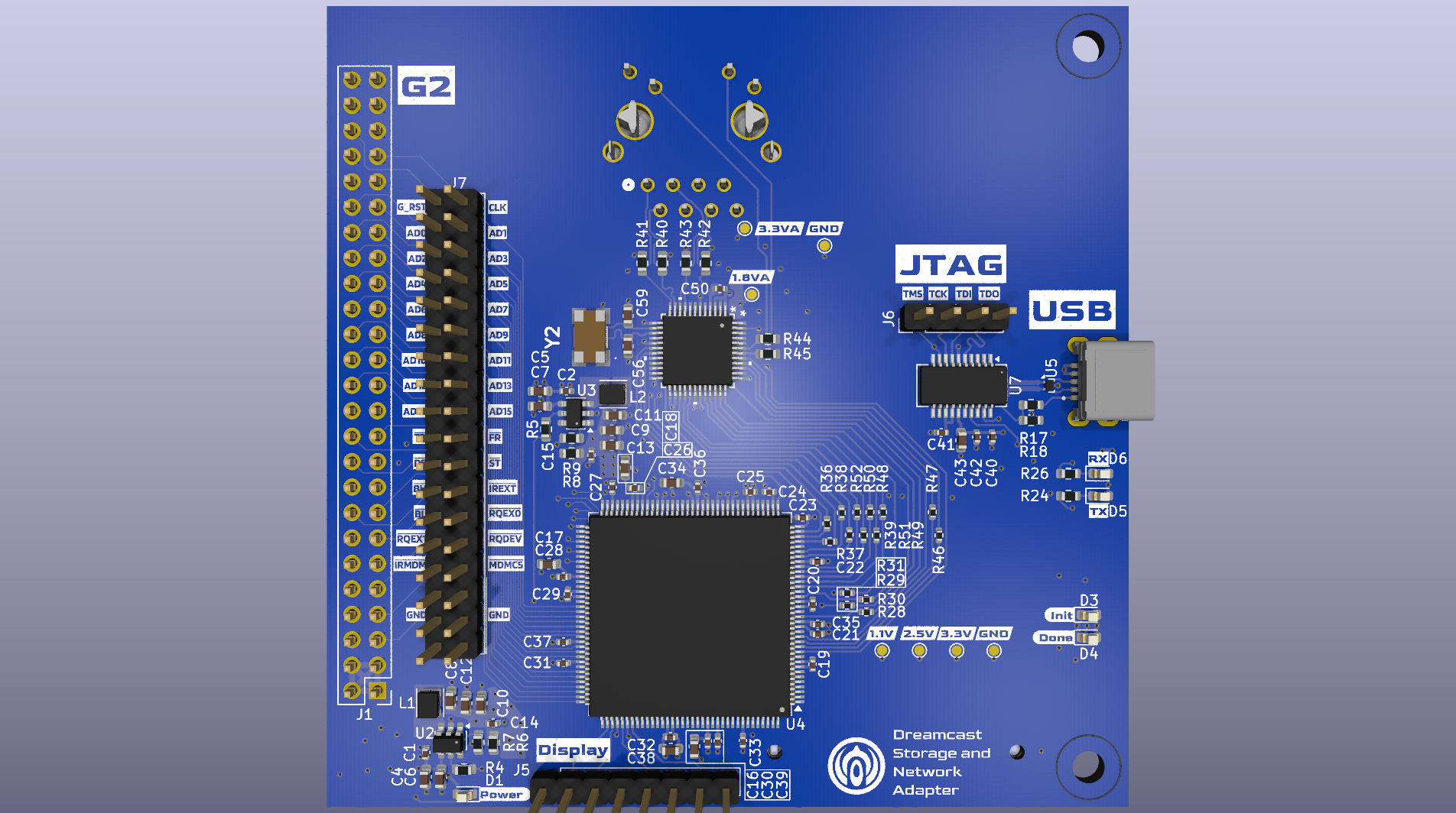 3D render of the top of the board.