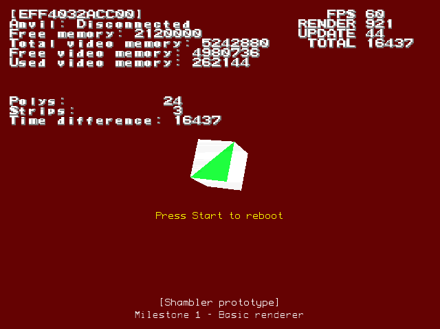 A stripified cube with debug information